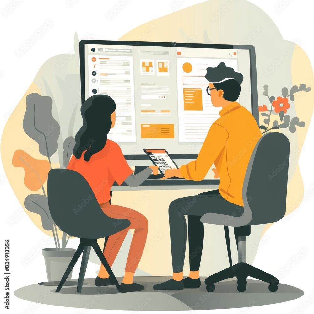 Flat Illustration of Usability Testing Session