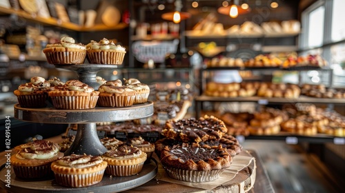 A cozy Canadian bakery with a selection of butter tarts and nanaimo bars, with a warm, inviting interior and rustic decor
