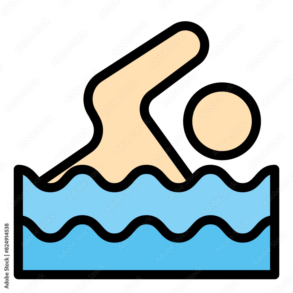 Swimming Icon in Filled Line Style