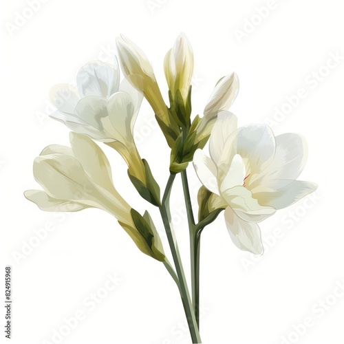 White Lily flower bouquet isolated on transparent background