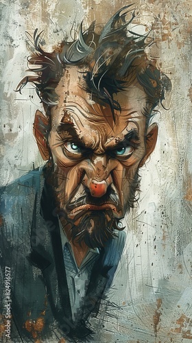 An illustration of an angry man with a beard