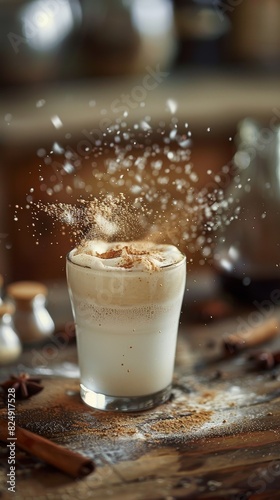 A frothy Costa Rican horchata with a sprinkle of cinnamon, served cold in a traditional cafe