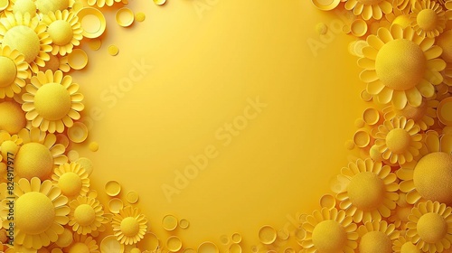 Wallpaper Mural   A yellow background featuring sunflower-shaped bubbles and circular bubbles Torontodigital.ca