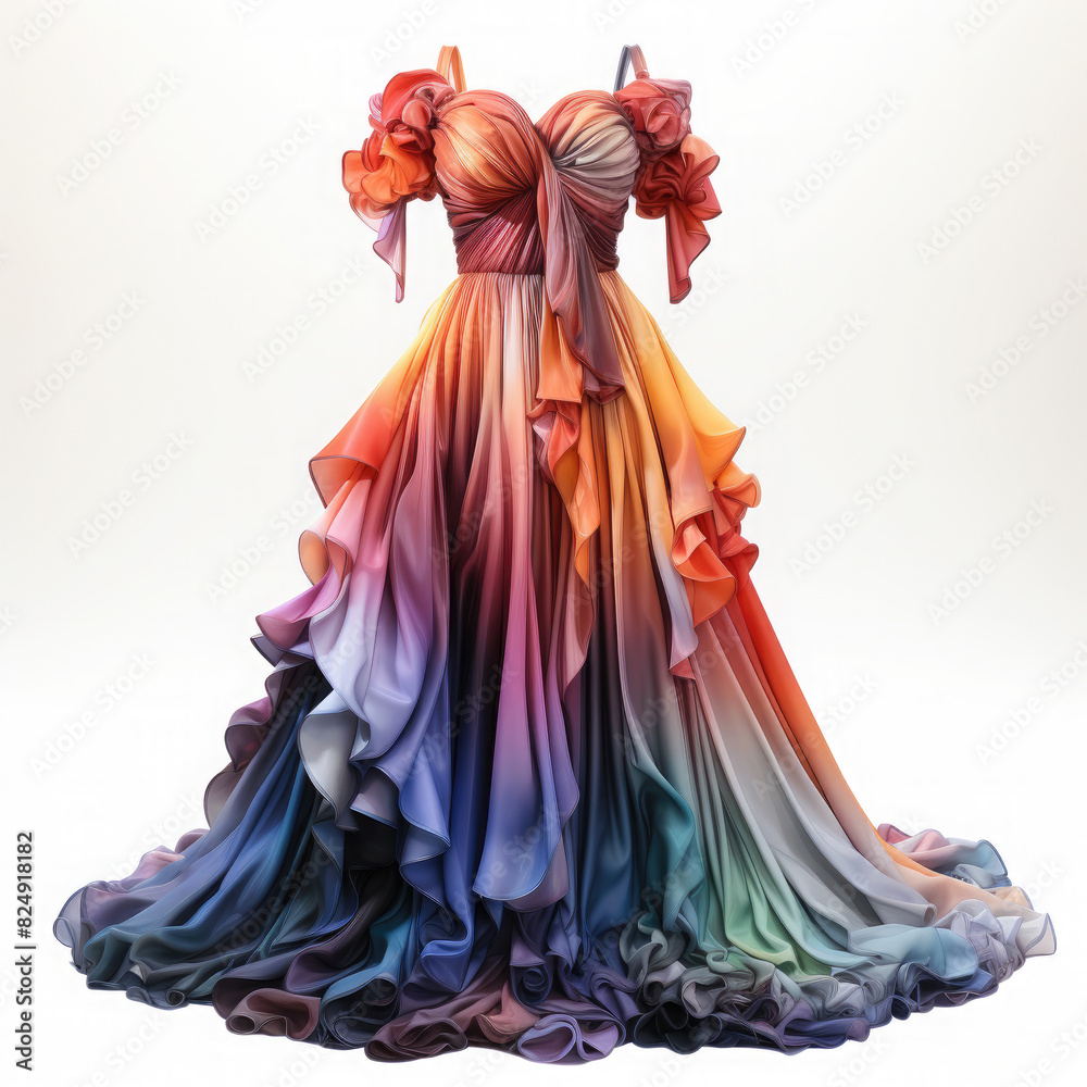 Watercolor Stylish Off the Shoulder Dress Illustration, Generative Ai Watercolor Stylish Off the Shoulder Dress Illustration, Generative Ai