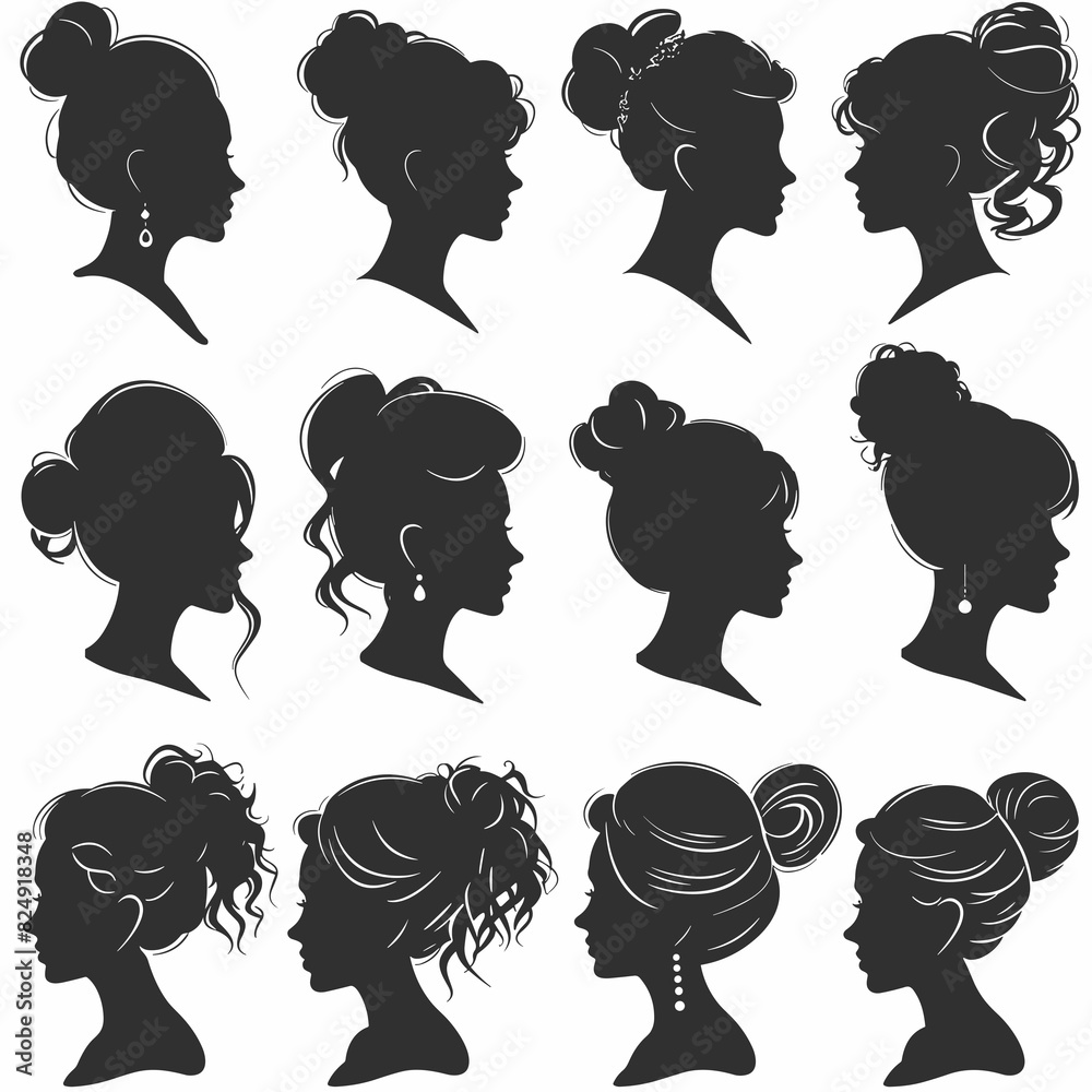 Collection of Women's Hair Silhouettes Vector Illustration Collection of Women's Hair Silhouettes Vector Illustration