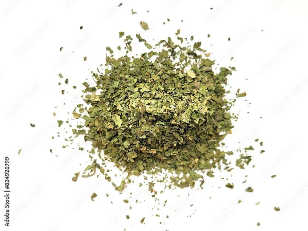 Dried and chopped portion of coriander leaves. Dried and chopped portion of coriander leaves.
