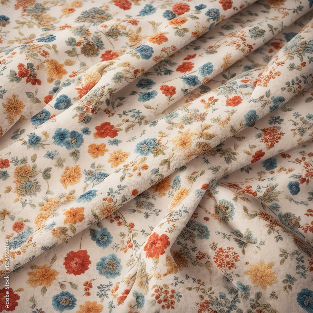 Fototapeta premium Immerse in the elegance of vintage floral design captured beautifully on fabric
