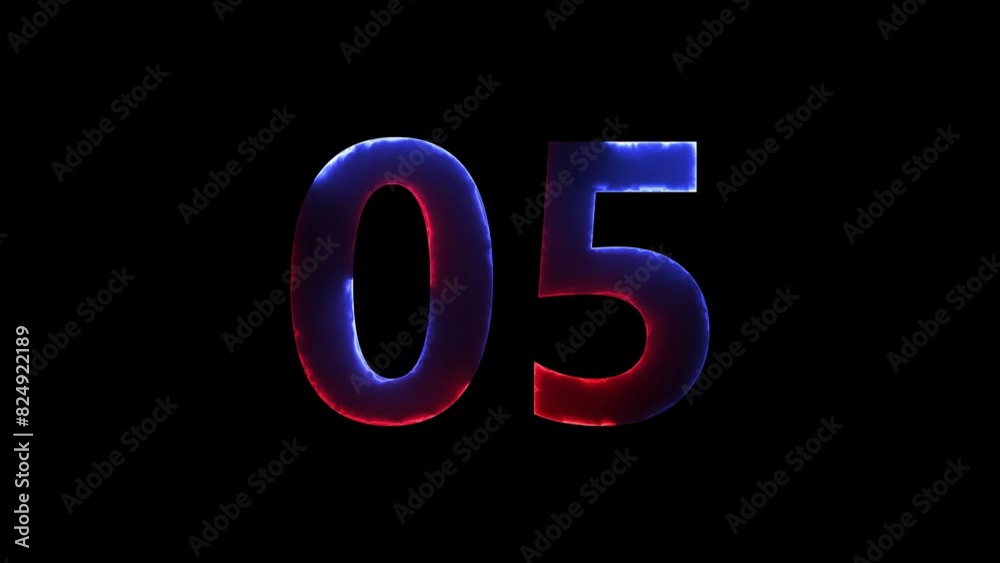 Neon number 5 with alpha channel, number five Neon number 5 with alpha channel, number five