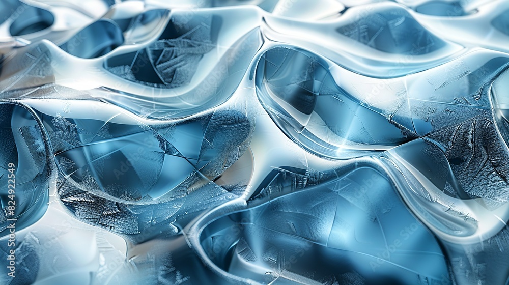 Geometric Style, A detailed abstract graphic with blue ice textures, geometric shapes, and gray lines, conveying the intricate nature of social networks and digital communication. Various colors, Geometric Style, A detailed abstract graphic with blue ice textures, geometric shapes, and gray lines, conveying the intricate nature of social networks and digital communication. Various colors,