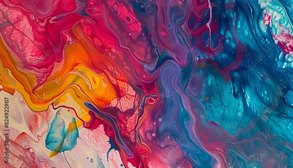 Vibrant Abstract Acrylic Hand Painted Background in AR 7:4