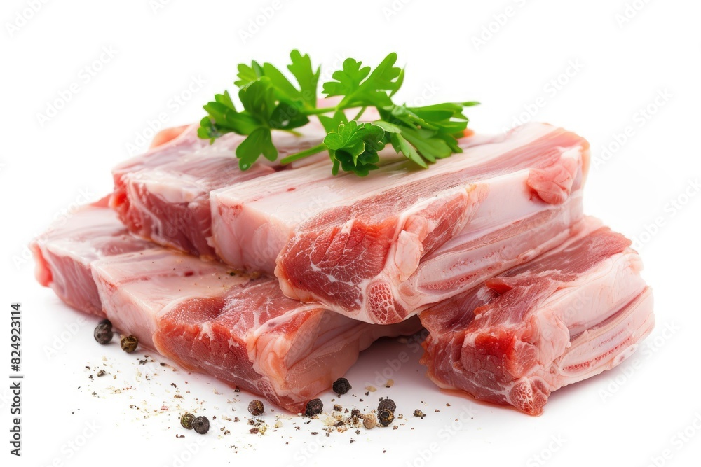 Meat pork on a white background - generative ai Meat pork on a white background - generative ai