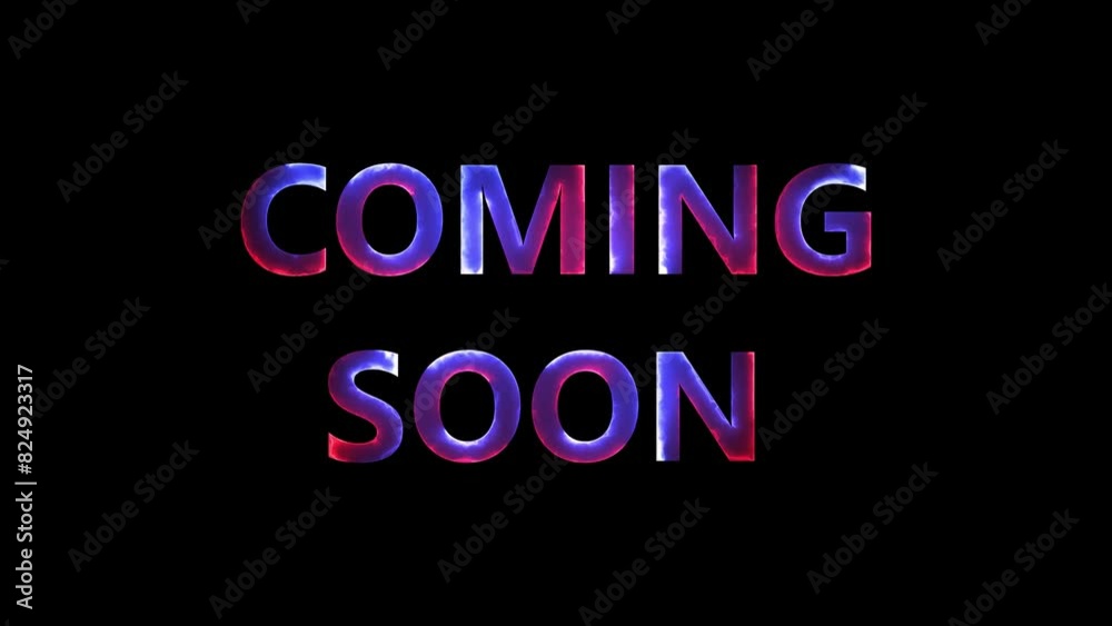 Coming soon neon glowing symbol. Light color bulbs. Commerce sale promotion abstract concept 3d animation. Coming soon neon glowing symbol. Light color bulbs. Commerce sale promotion abstract concept 3d animation.