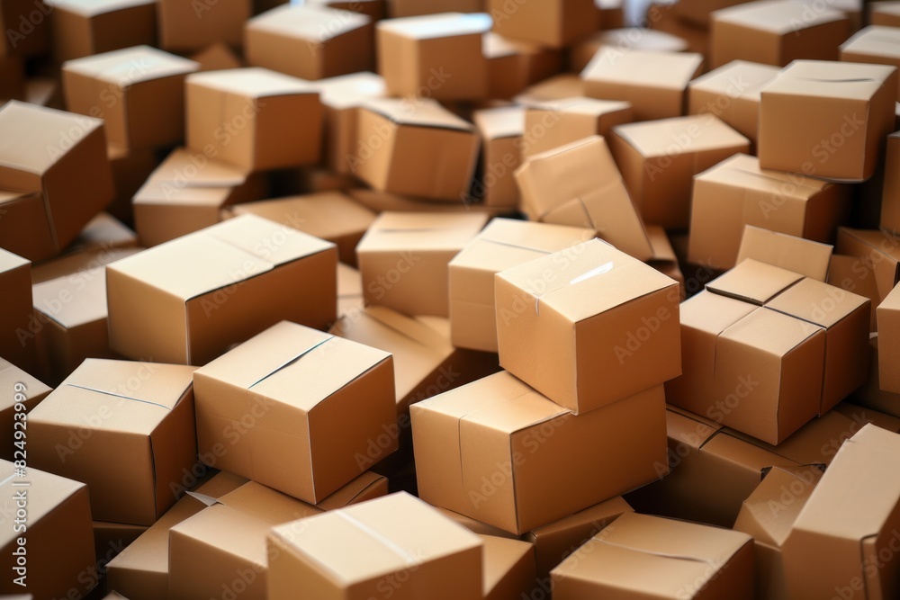 Cardboard boxes fill the space. Delivery, moving concept Cardboard boxes fill the space. Delivery, moving concept
