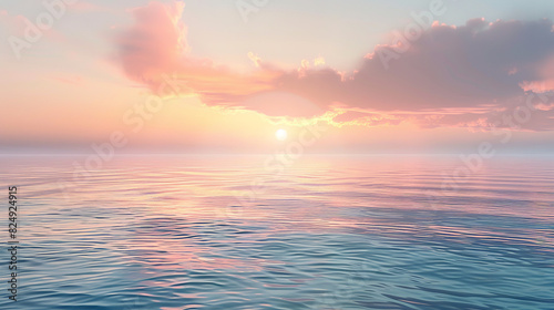 Peaceful Sunrise Over Ocean with Soft Pastel Sky   © Davivd