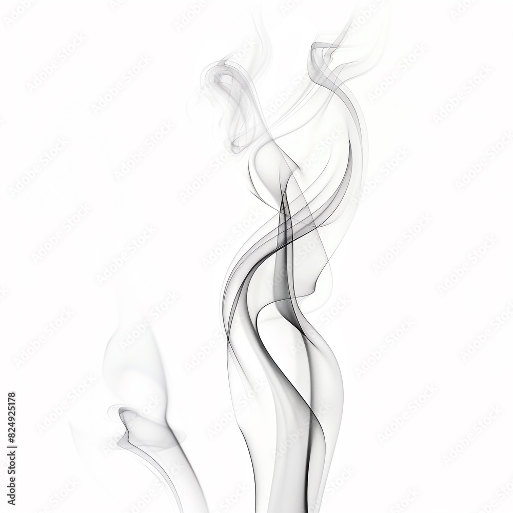 A white background with smoke in the shape of an abstract figure