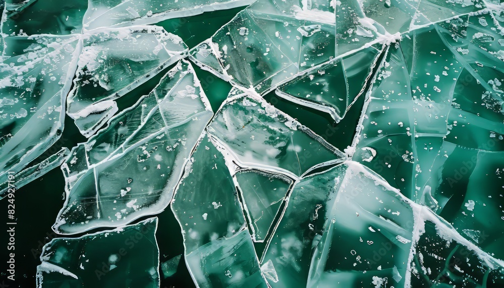 Frozen Reflections: A Stunning Photo of Cracked Ice on the Lake