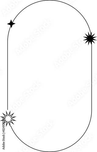 Black ouline vector frame with stars and dots. Decorative lineal border 
