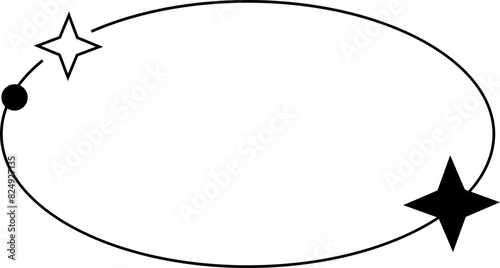 Black ouline vector frame with stars and dots. Decorative lineal border 