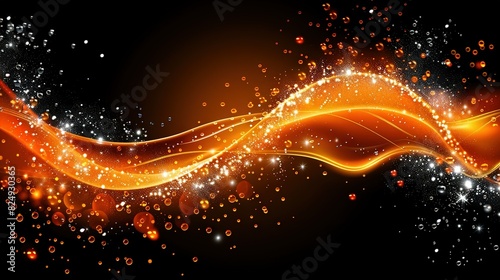  A glistening orange wave on a dark backdrop with room for text or a logo