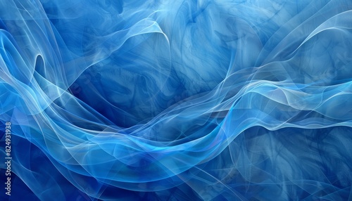 Wave of Blue: A Computer-Generated Abstract Featuring Veil and Velvet Texture