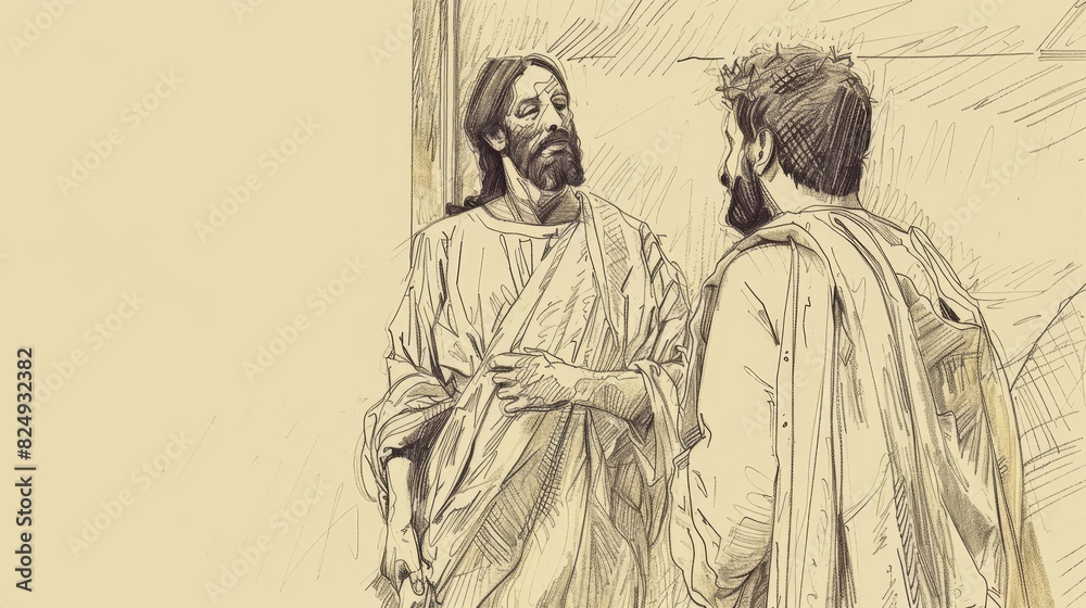 Biblical Illustration of Jesus' Visit to Simon the Leper's Home, Ideal for article
