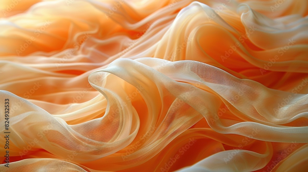 Closer look at an orange-white textured fabric with a fuzzy design beneath Closer look at an orange-white textured fabric with a fuzzy design beneath