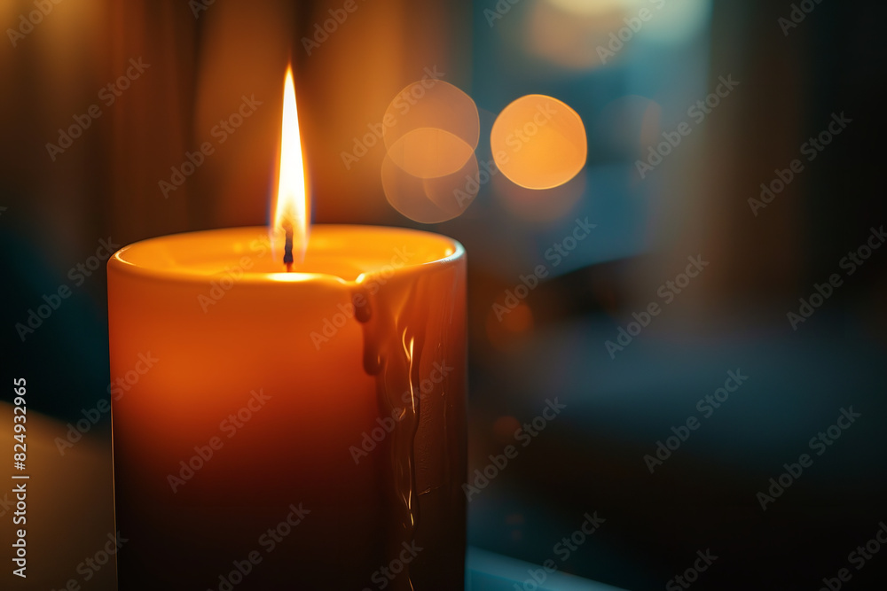Intimate Atmosphere with Close-up of Glowing Candle Flame Intimate Atmosphere with Close-up of Glowing Candle Flame