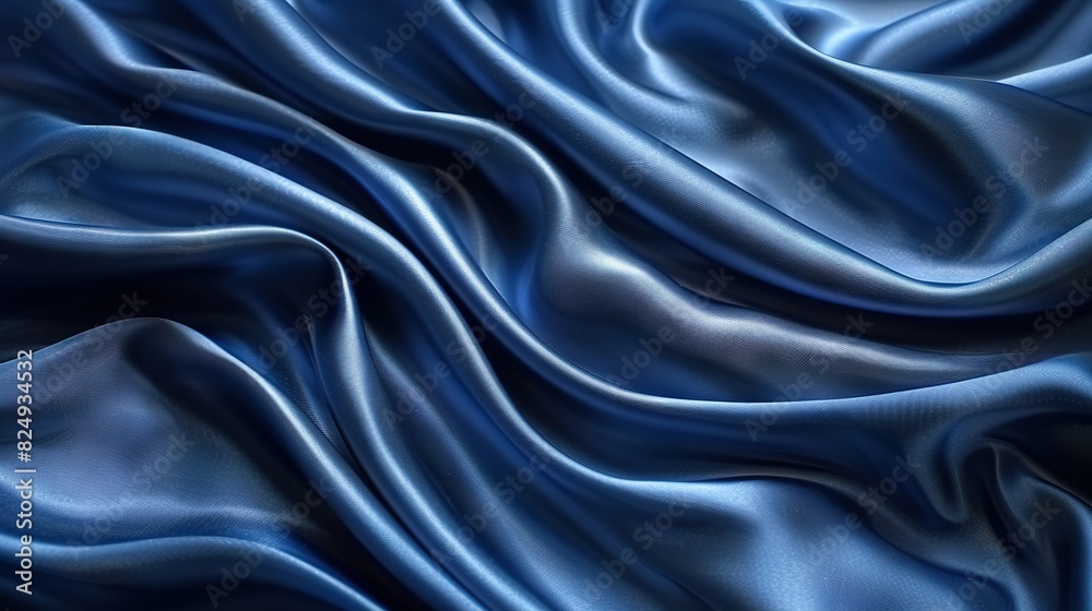 A close-up of a blue cloth with a wavy pattern at the bottom A close-up of a blue cloth with a wavy pattern at the bottom