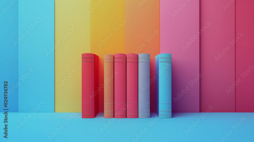 Colorful books arranged neatly against a vibrant, multi-colored background. Perfect for education, study, and library themes. Colorful books arranged neatly against a vibrant, multi-colored background. Perfect for education, study, and library themes.