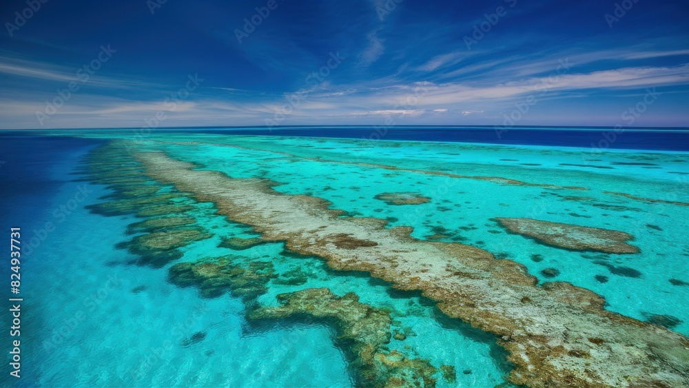 Blue Lagoon Aerial View of Tropical Barrier Reef