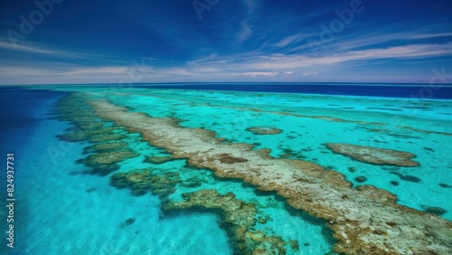 Blue Lagoon Aerial View of Tropical Barrier Reef