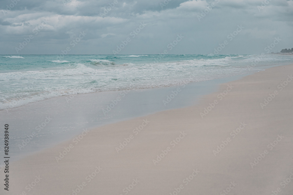 Varadero beach, Cuba. Atlantic ocean. Touristic Cuban beach with no people on a rainy day. Varadero, Cuba Varadero beach, Cuba. Atlantic ocean. Touristic Cuban beach with no people on a rainy day. Varadero, Cuba