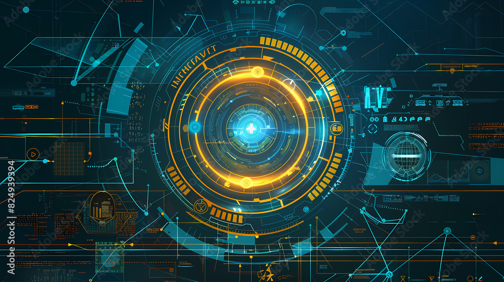 Futuristic hud interface circles yellow and blue vector image Futuristic hud interface circles yellow and blue vector image