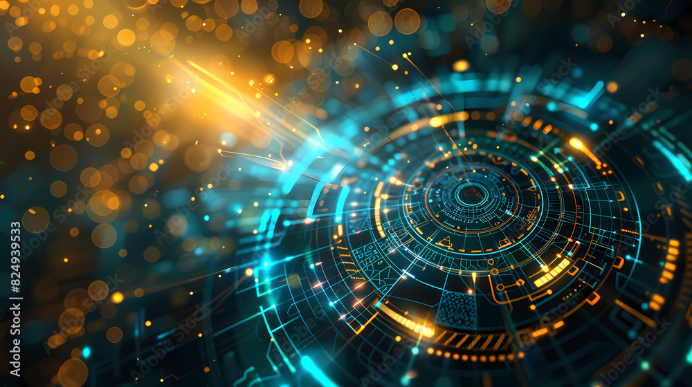 Futuristic hud interface circles yellow and blue vector image Futuristic hud interface circles yellow and blue vector image