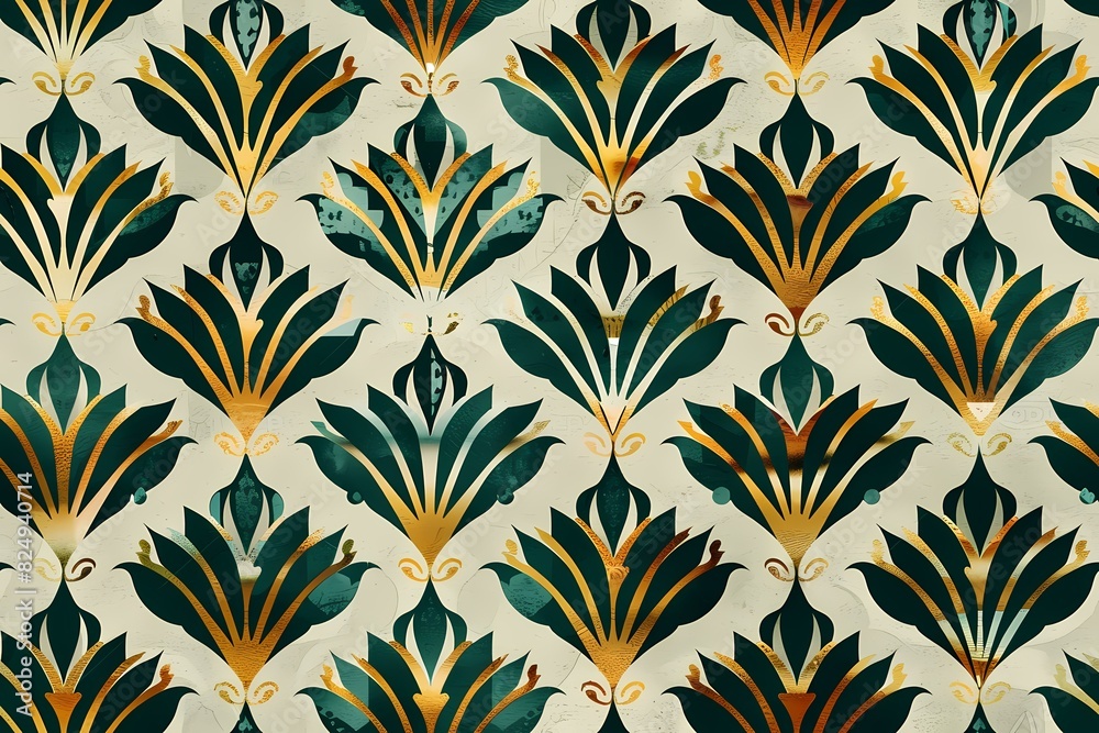 Green seamless retro design pattern 