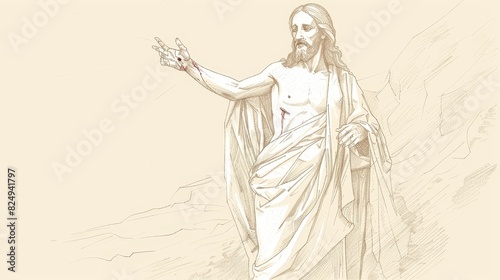 Jesus' Post-Resurrection Encounters, Biblical Illustration of Faith, Perfect for Religious Stock Photos