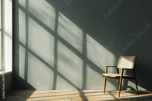 Dramatic Sunlight Casting Shadows in a Modern Minimalist Studio 