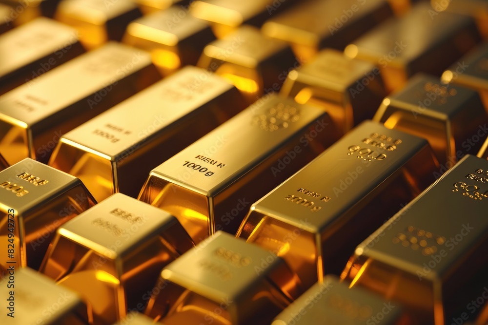 Golden Investment Strategy: Gold Bars Background Golden Investment Strategy: Gold Bars Background