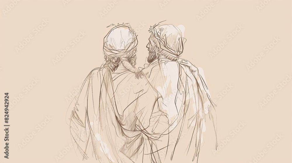 Obraz premium Jesus' Story of the Wedding Feast, Biblical Illustration Highlighting Divine Invitation and Hospitality