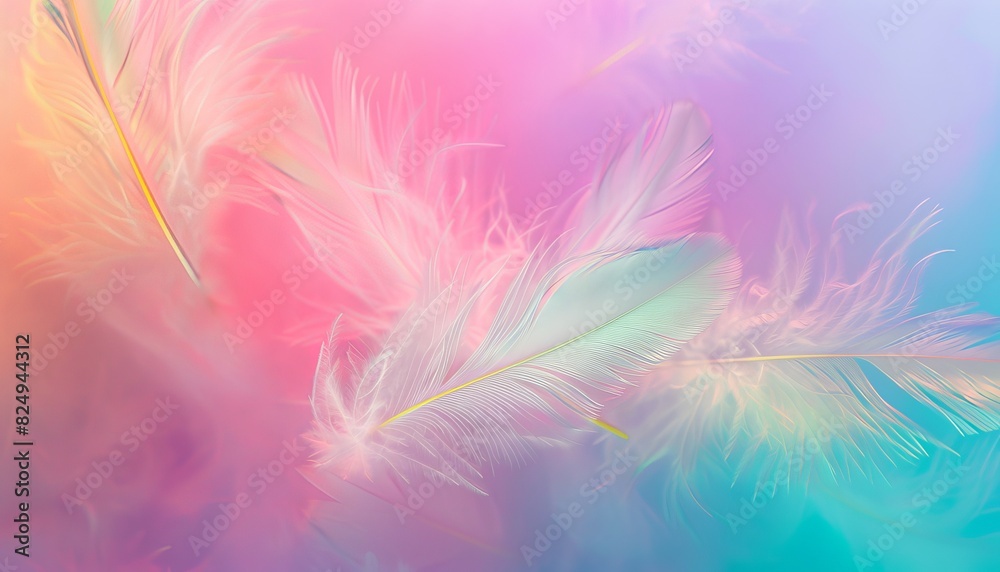 Obraz premium Pastel Neon Feather Dream: Fashion Color Trends for Spring/Summer 2019
