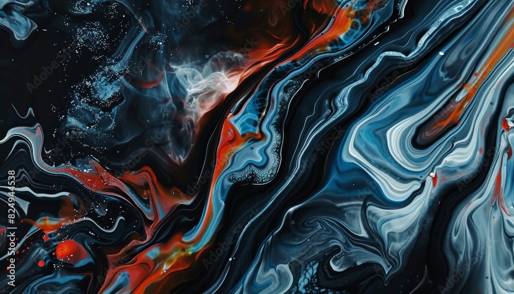 Obraz premium Fluid Dynamics: The Abstract Flow of Liquid Paints in Mix--AR 7:4