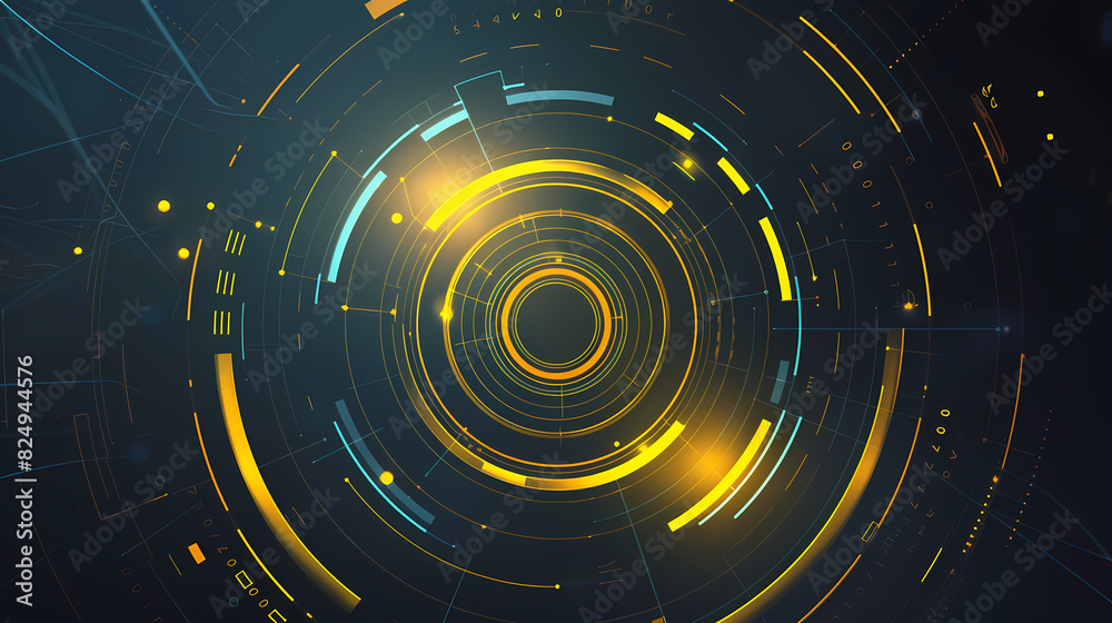 Fototapeta premium Futuristic hud interface circles yellow and blue vector image