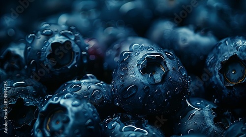 abstract blueberry background in moody low key lighting with dark tones food photography photo