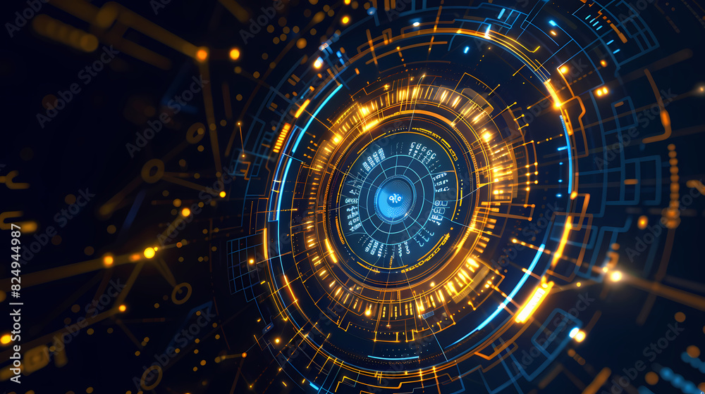 Fototapeta premium Futuristic hud interface circles yellow and blue vector image