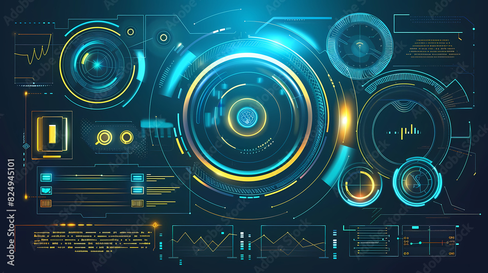 Futuristic hud interface circles yellow and blue vector image