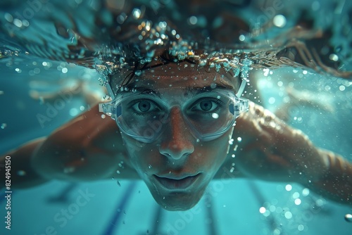 Olympic games Swimming Events: Swimmers diving into the pool and underwater shots.  © Nico