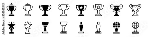 Cup icon. Prize vector set. Champion sign isolated on white background. Winner symbol.