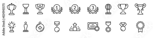 Cup icon. Prize vector set. Champion sign isolated on white background. Winner symbol.