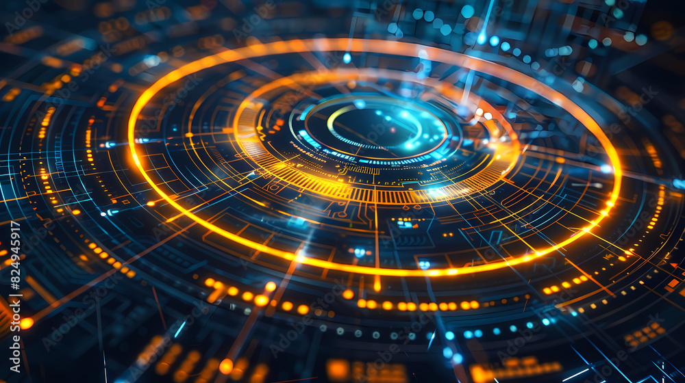 Futuristic hud interface circles yellow and blue vector image Futuristic hud interface circles yellow and blue vector image