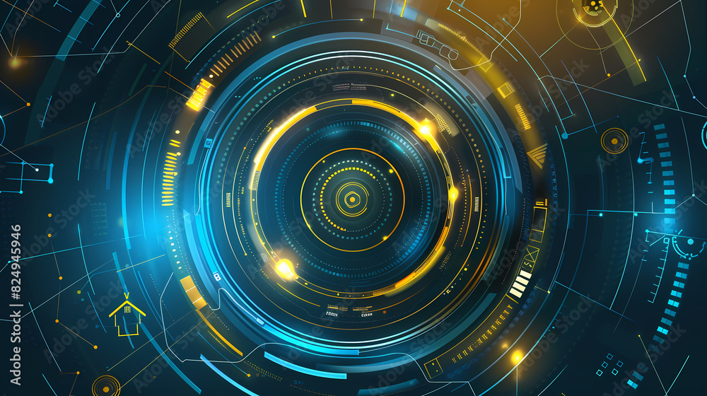 Futuristic hud interface circles yellow and blue vector image Futuristic hud interface circles yellow and blue vector image